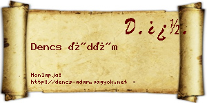 Dencs Ádám névjegykártya