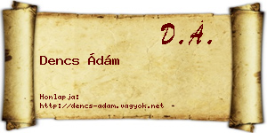 Dencs Ádám névjegykártya